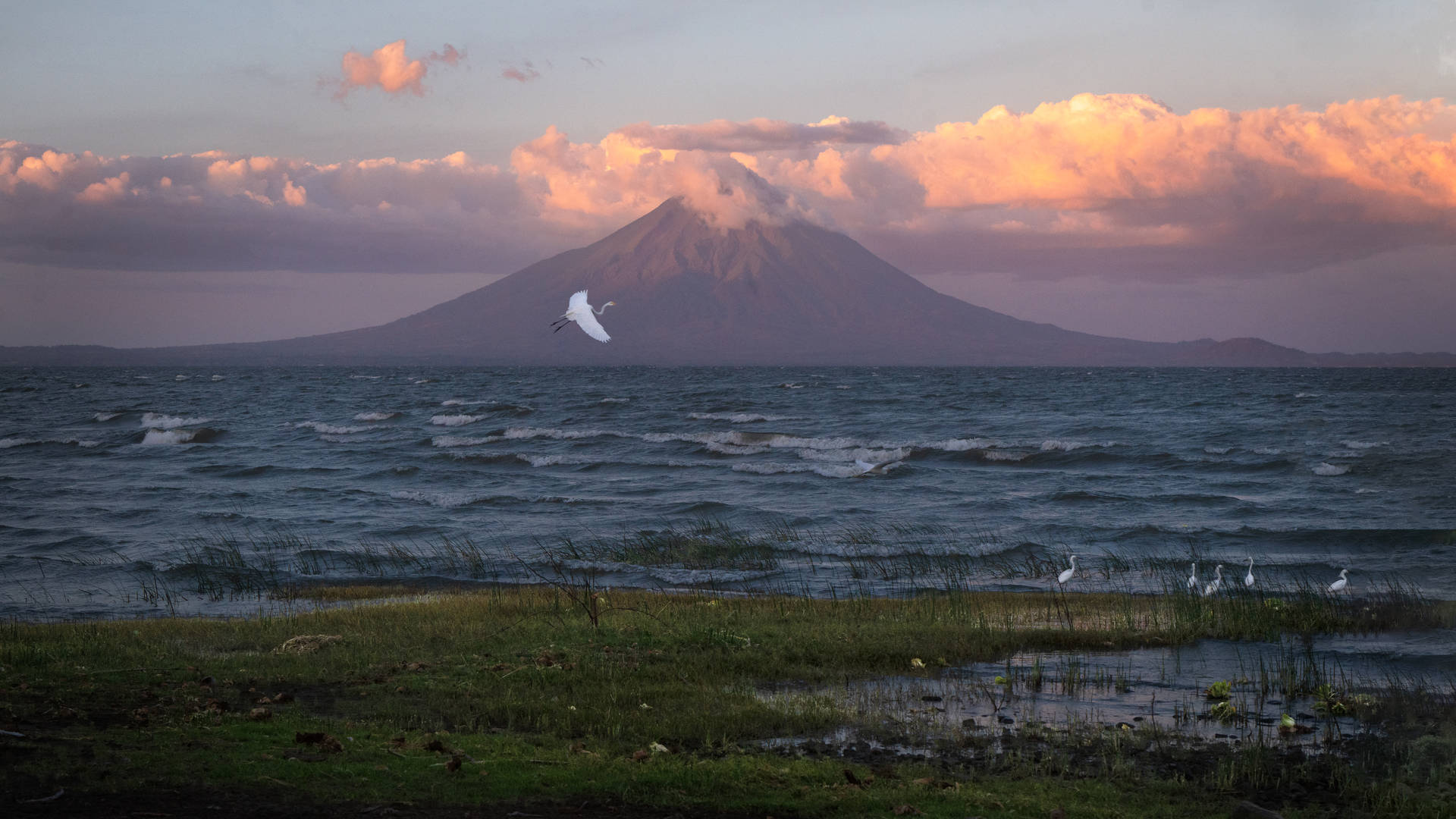 Volcano And Ocean In Nicaragua Wallpaper