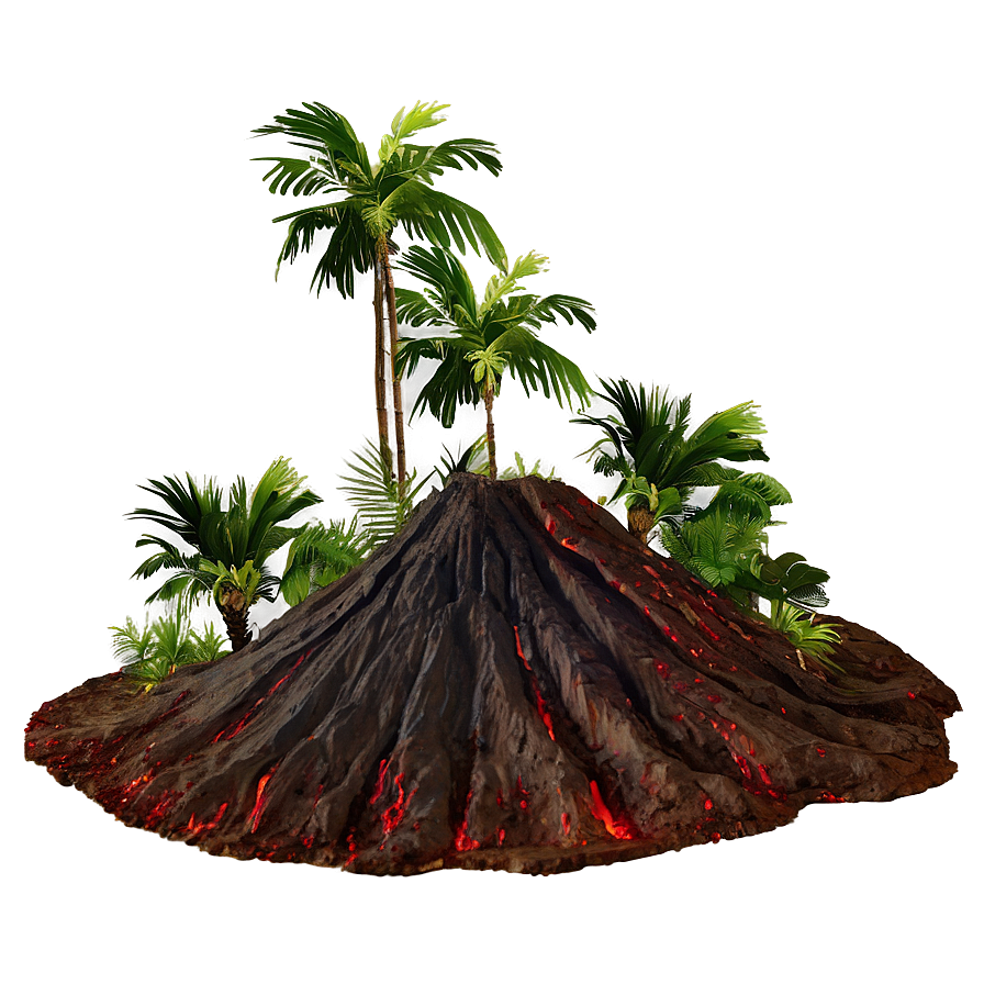 Volcano And Tropical Forest Png 05232024 PNG