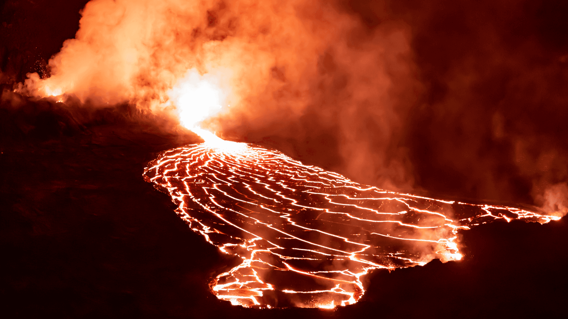 An awe-inspiring view of a volcano erupting