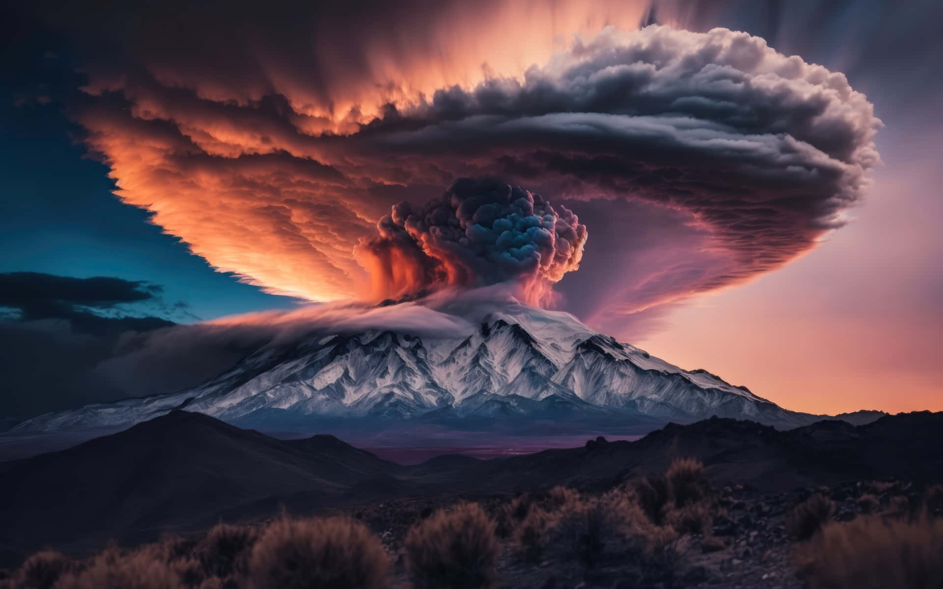 An isolated view of a powerful and majestic volcano