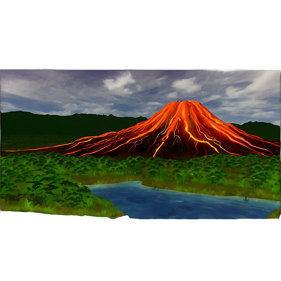 Volcano In Sci-fi Landscape Png Dpf PNG