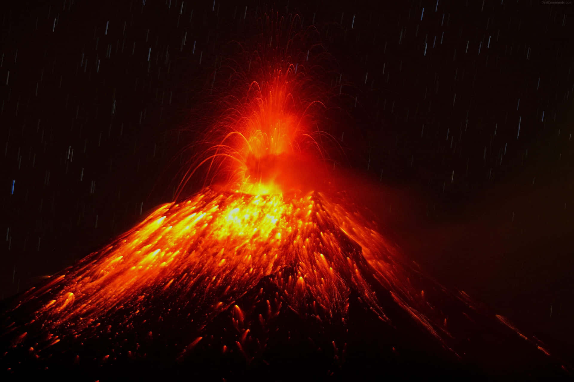 Denimponerende Kraft Af En Udbrudt Vulkan.