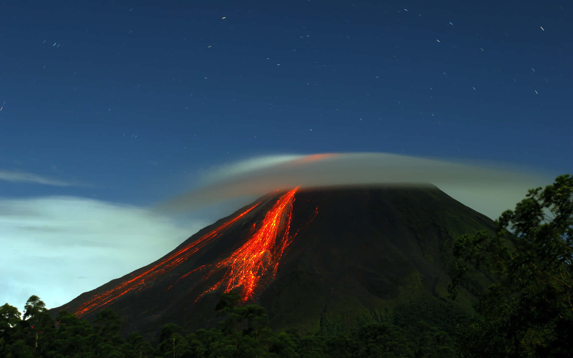 A striking view of a volcanic eruption