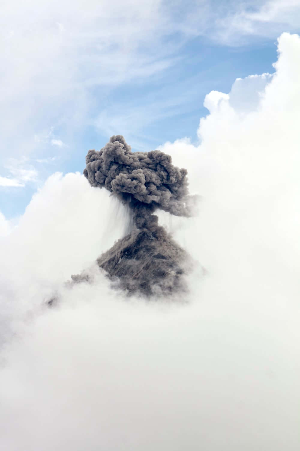 A view of an erupting volcano
