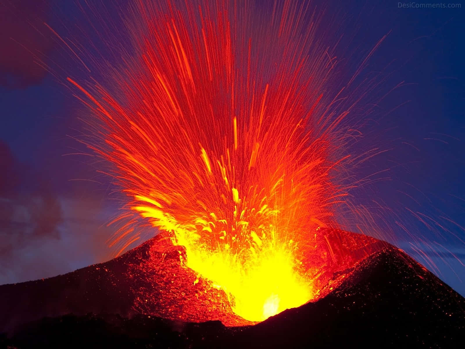 Magnificent Landscape of a Volcano Erupting