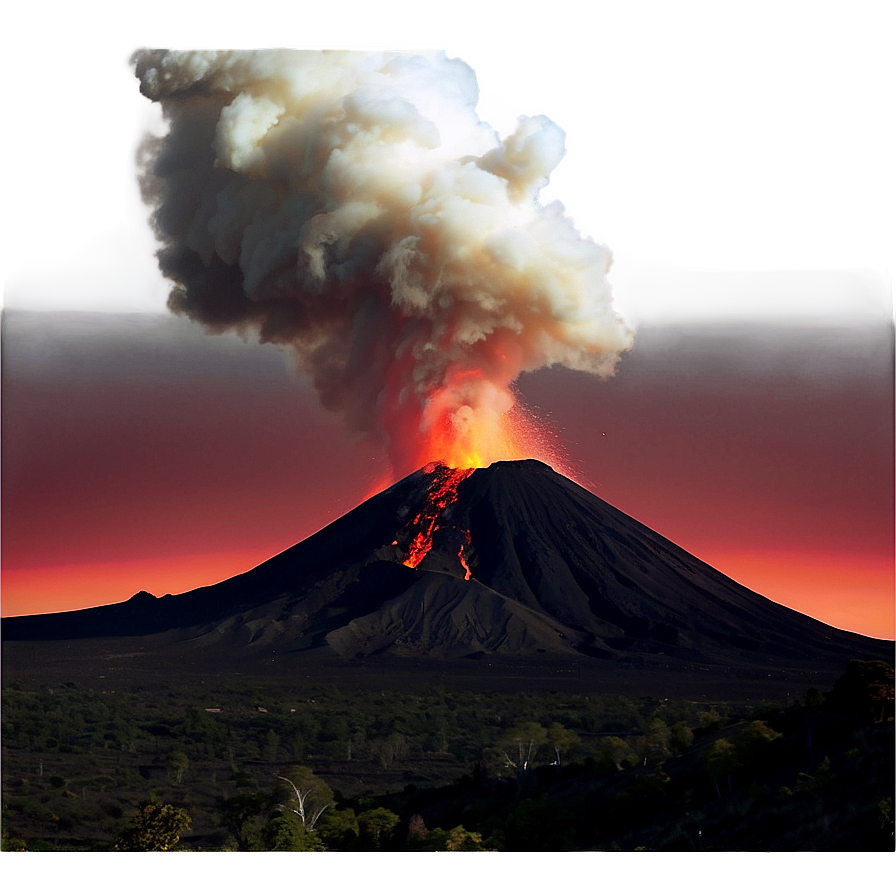 Volcano With Fiery Sky Png Ypd65 PNG