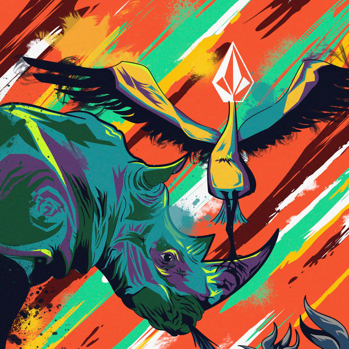 Volcom Branded Abstract Rhino Art Wallpaper
