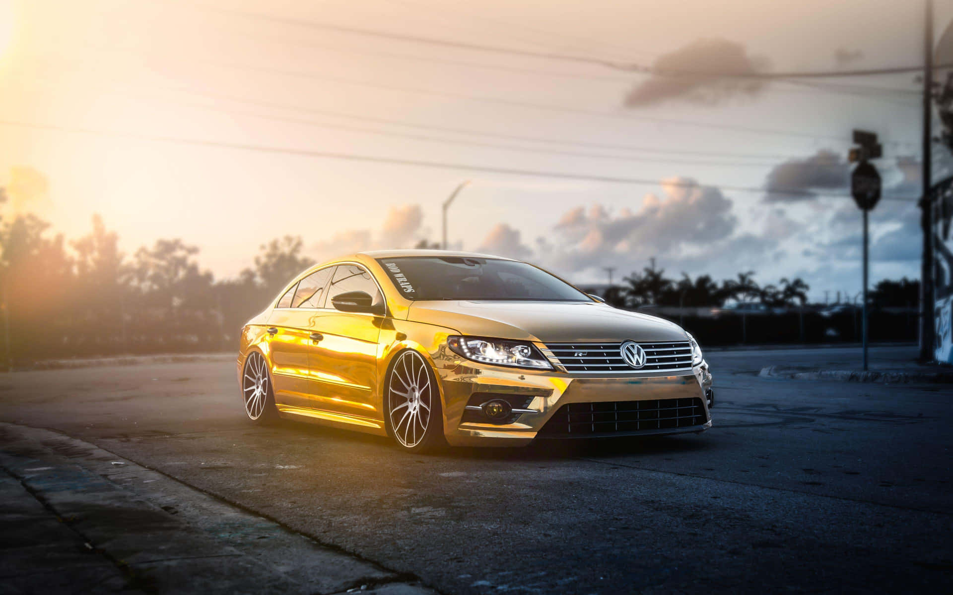 Volkswagen Eos Au Coucher Du Soleil Fond d'écran