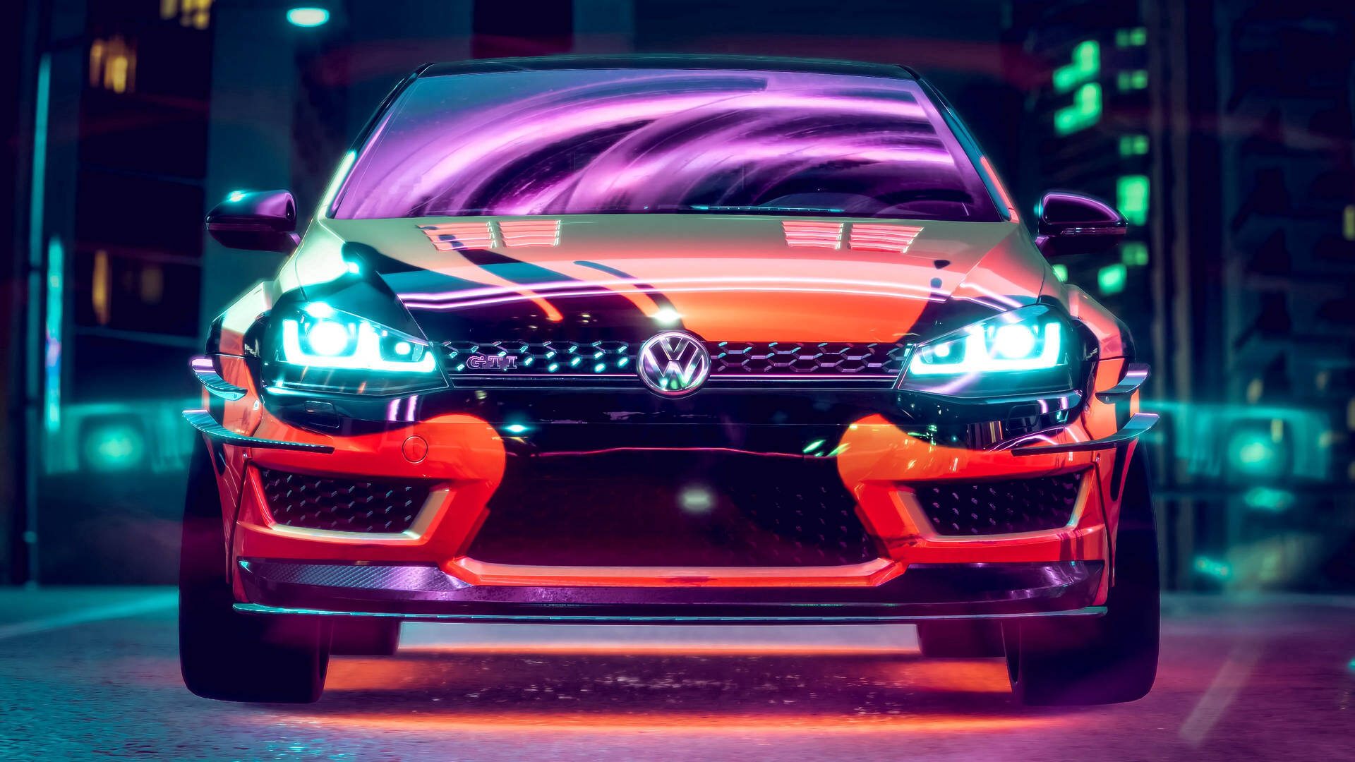 Volkswagen Golf Gti, Volkswagen, Car, Neon, Backlight, Tuning