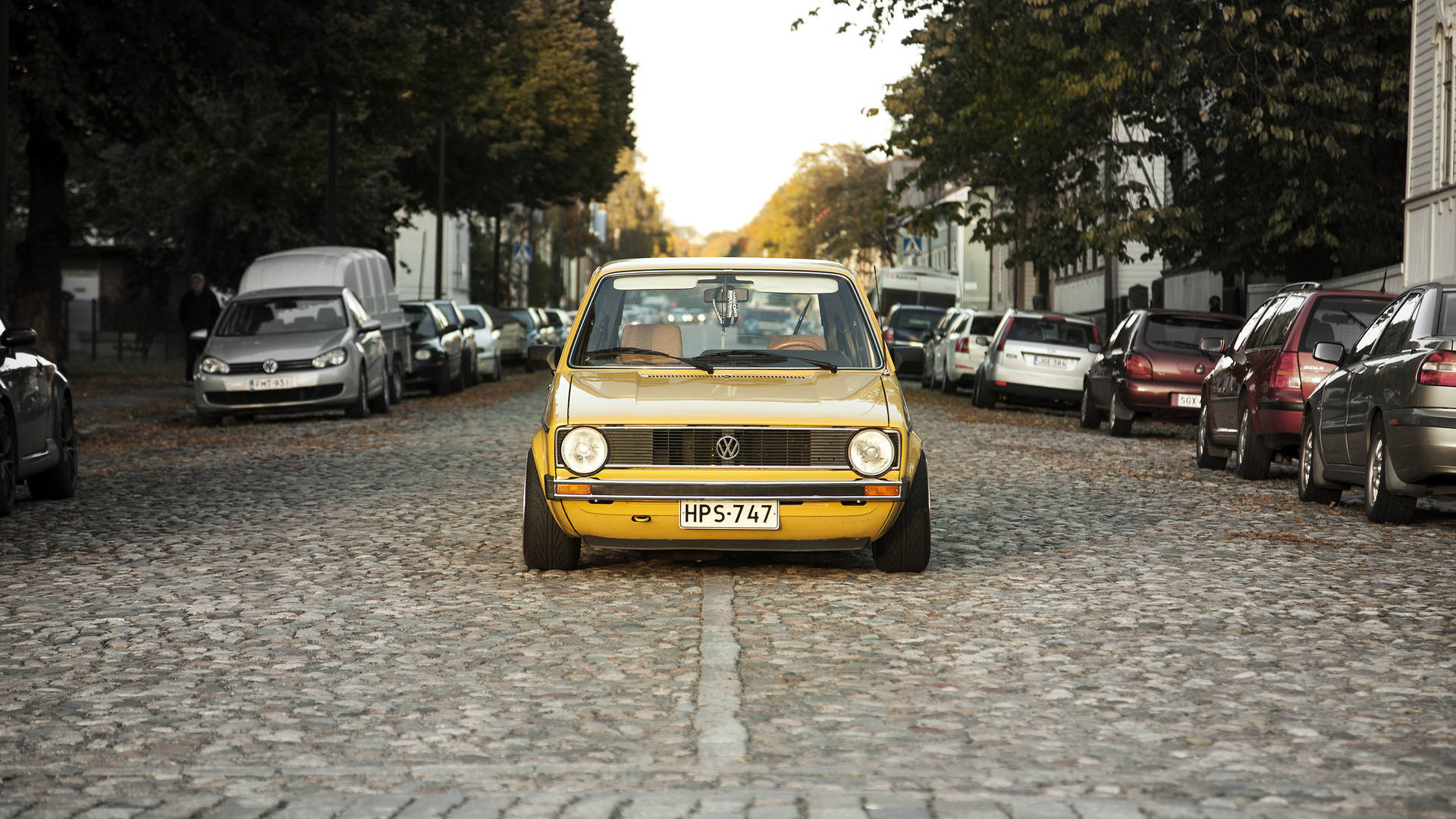 Volkswagen, Golf, Mk1, Yellow, Front View Wallpaper
