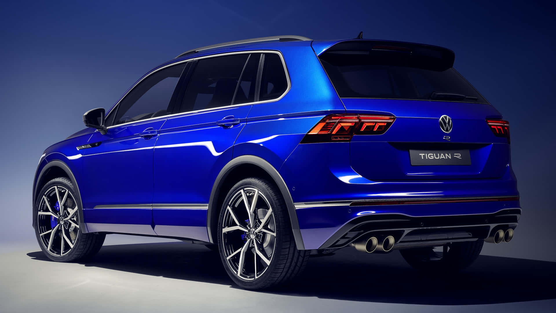 Vue Arrière Bleue De Volkswagen Tiguan R Fond d'écran