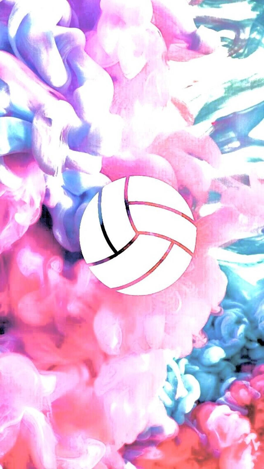 Volleyballästhetisches Hintergrundbild Mit Buntem Rauch Wallpaper