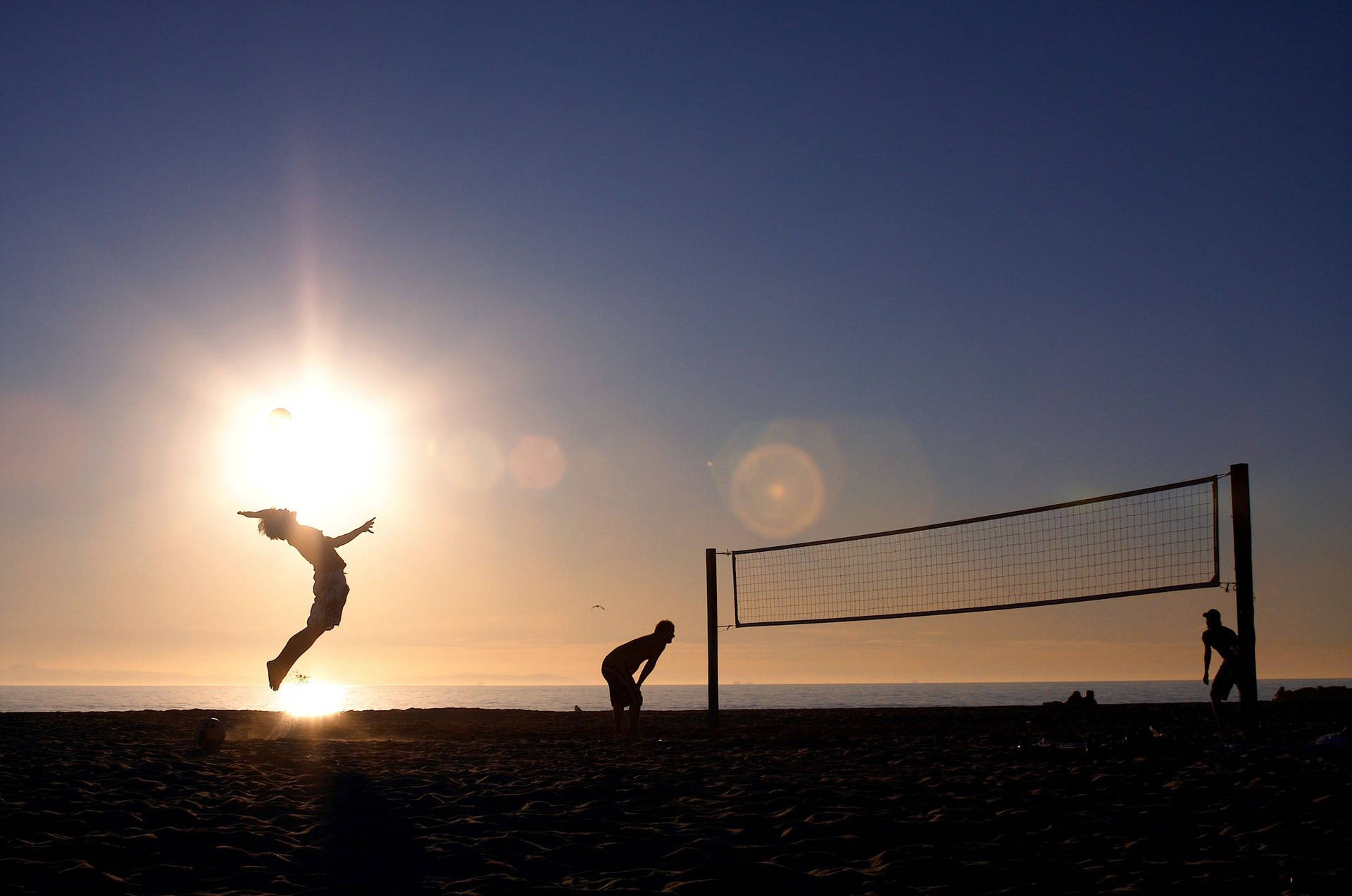 Volleyballästhetische Sonnen Silhouetten Wallpaper