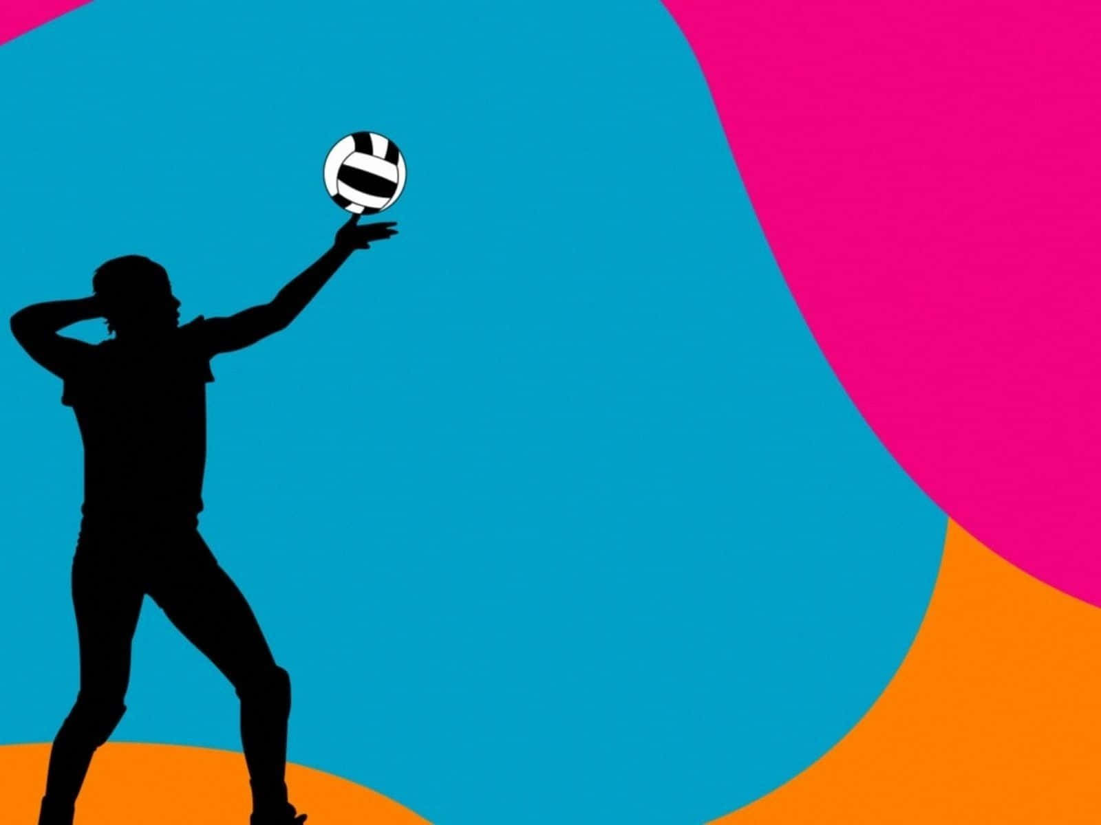 Einesilhouette Eines Mannes, Der Volleyball Spielt