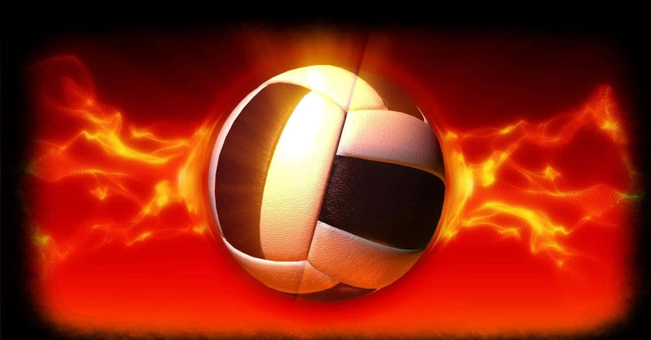 A Soccer Ball With Flames On It