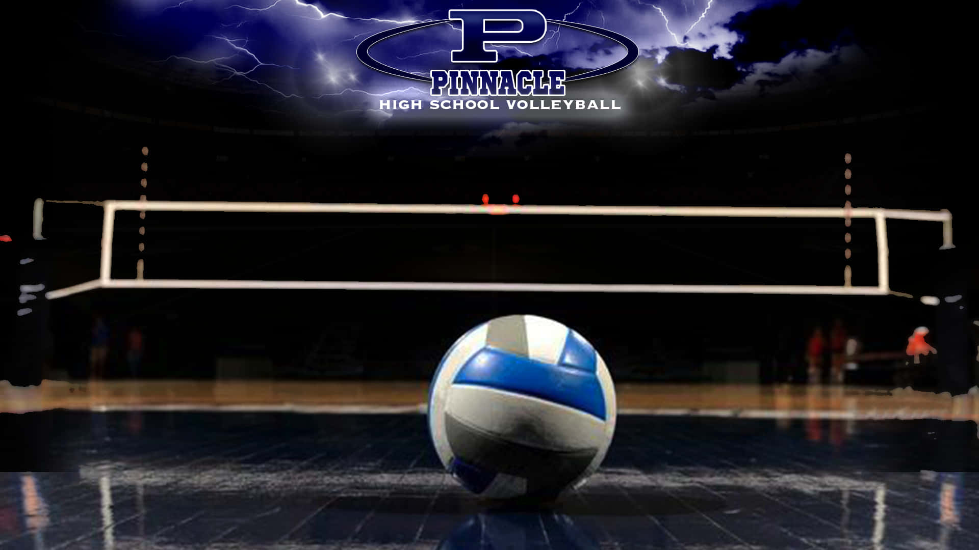 A Volleyball Ball Is Sitting On The Court With Lightning Wallpaper