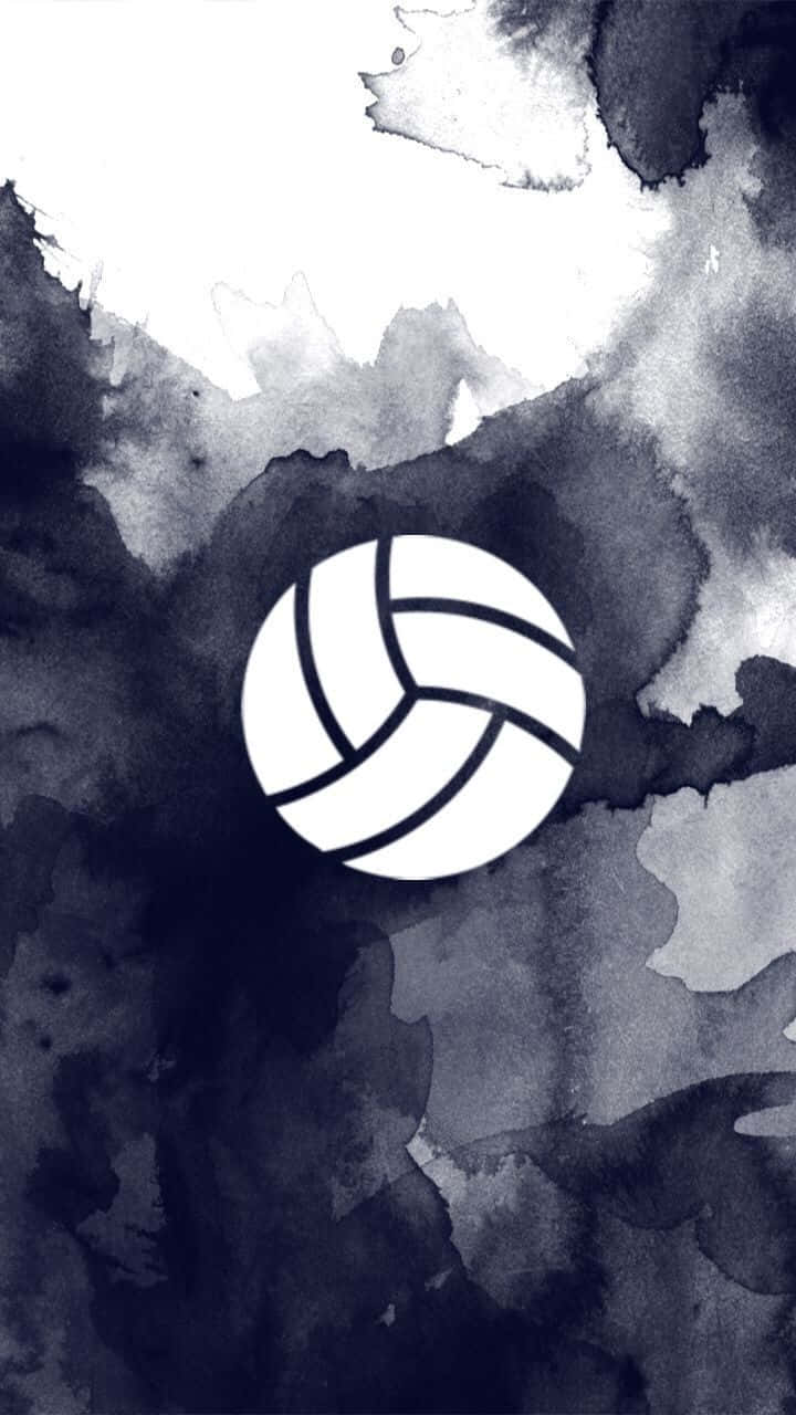 En spiller sigter mod at spike volleyballen over nettet. Wallpaper