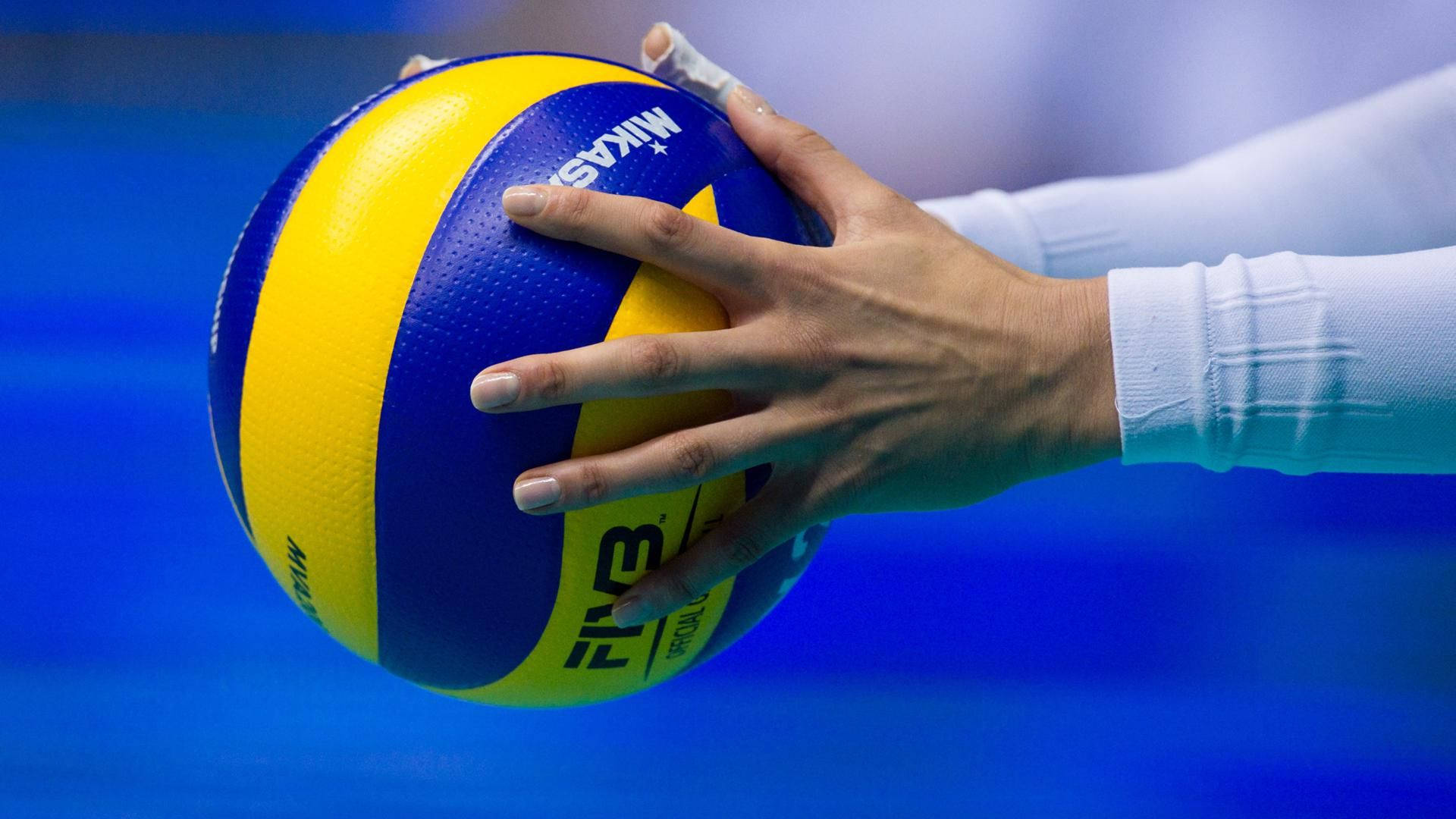Volleyball Blue And Yellow Colour Wallpaper
