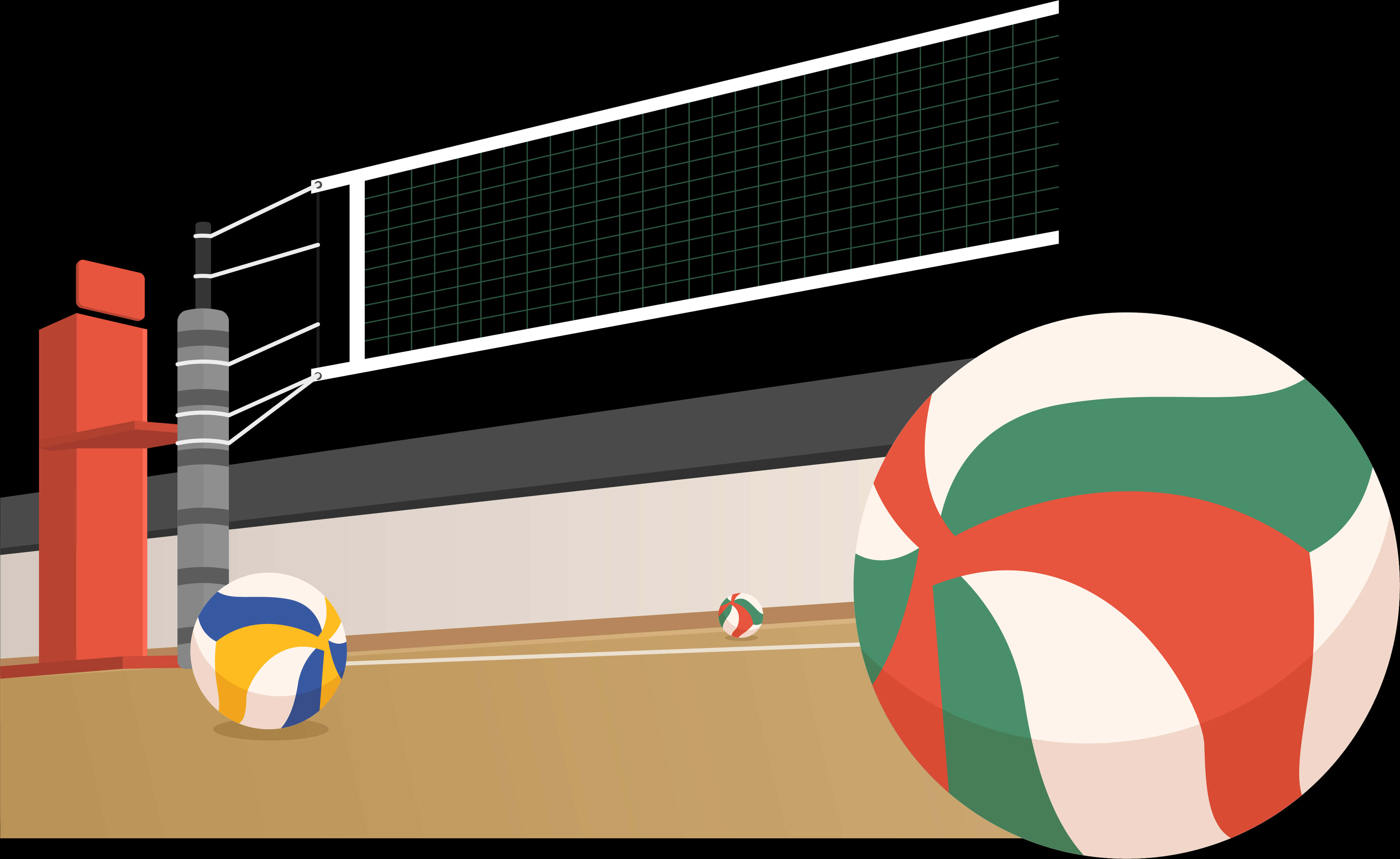 Volleyball Courtand Balls PNG