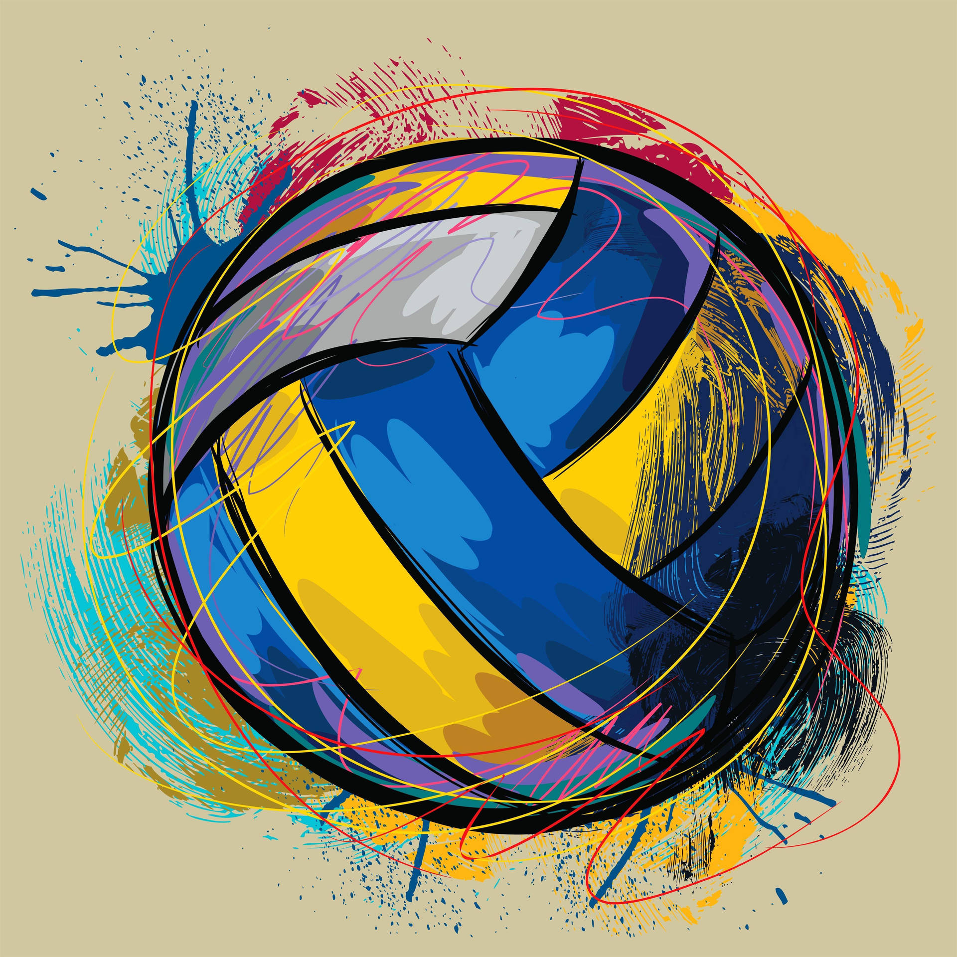 Volleyball Digital Illustration Paint Wallpaper