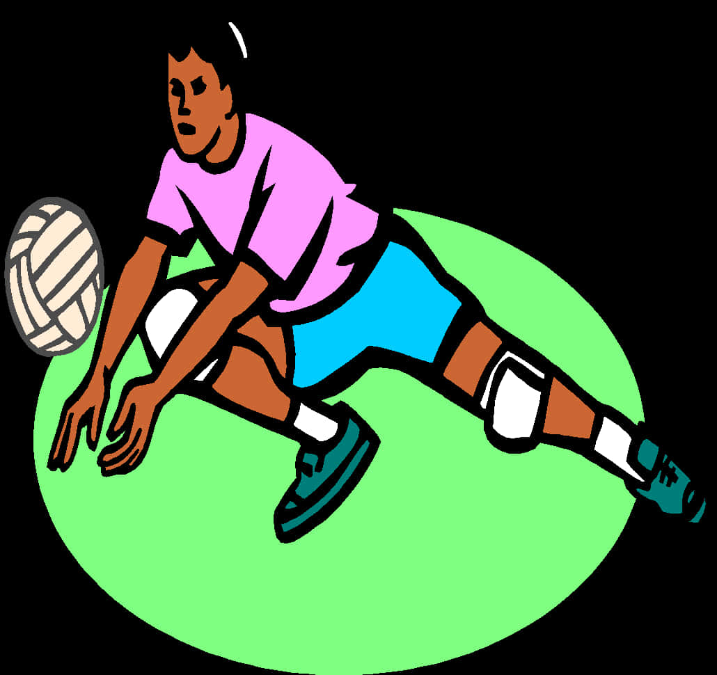 Volleyball Dive Save Cartoon PNG