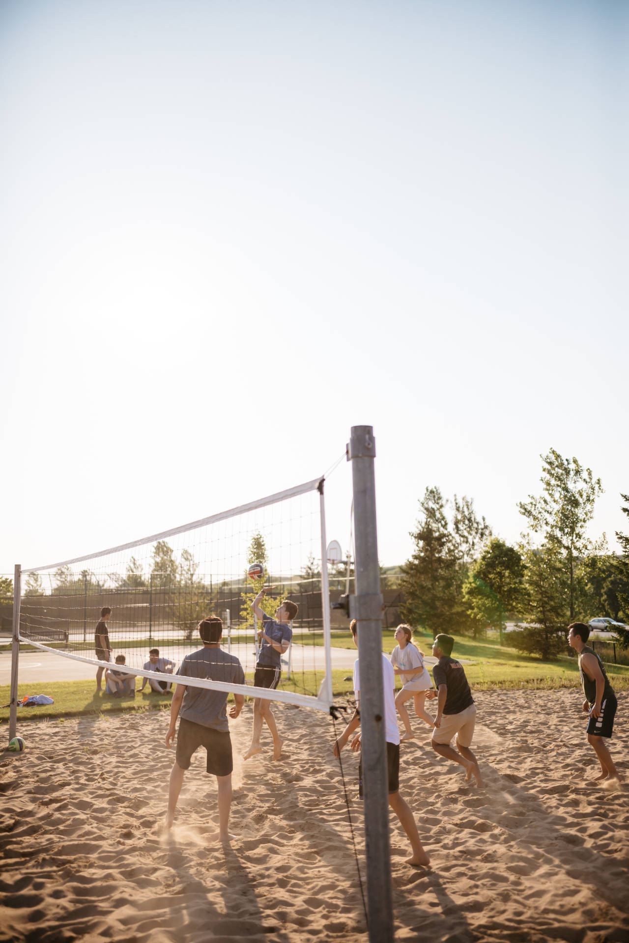 Volleyball On Artificial Sand Beach Wallpaper