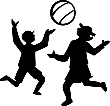 Volleyball Silhouette Against Dark Background PNG