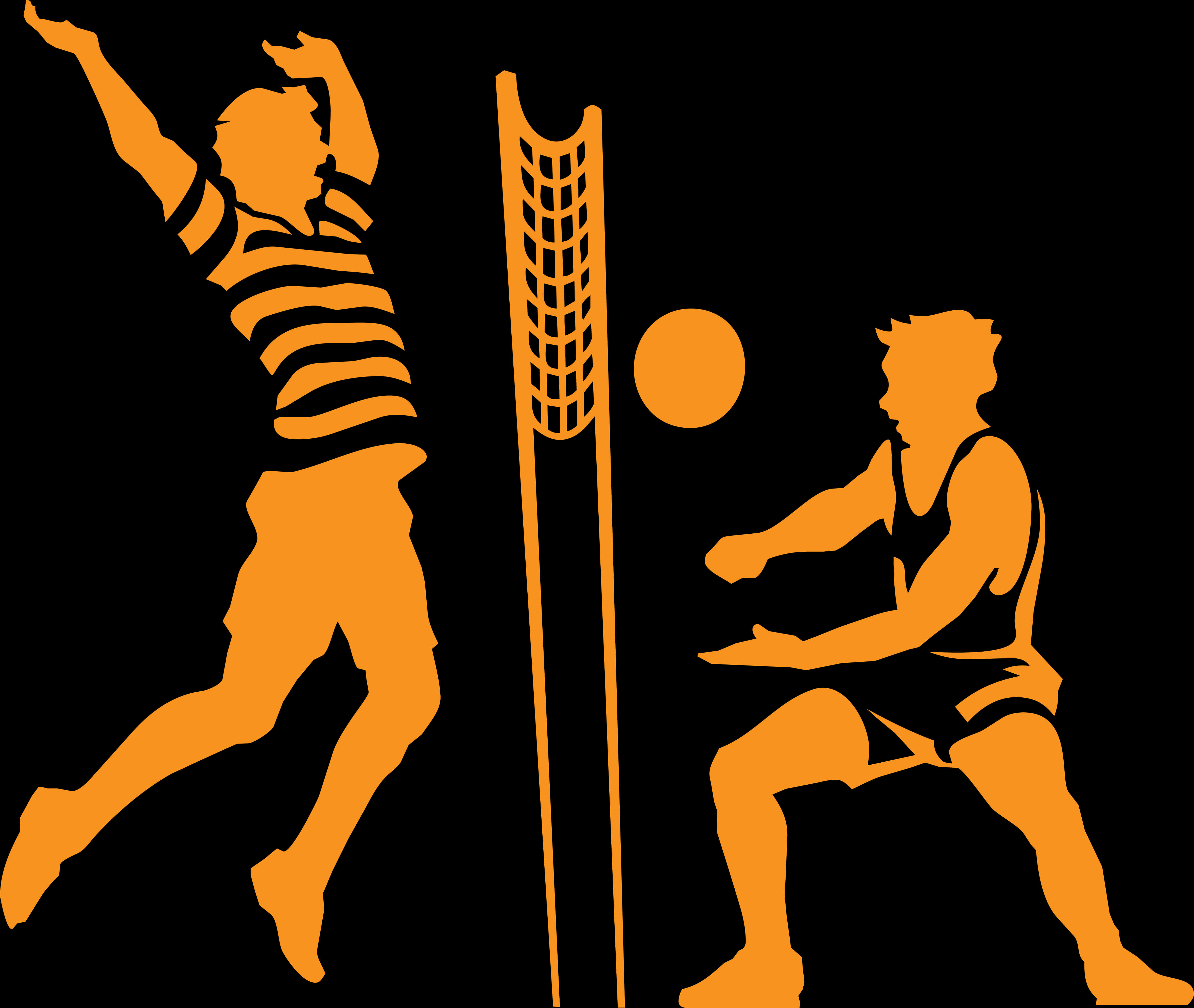 Volleyball Spikeand Defense Silhouette PNG