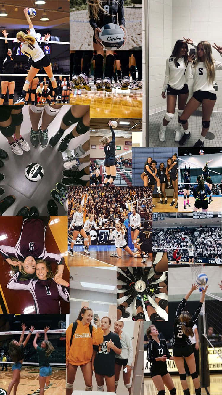 Volleyball Team Spirit Collage Wallpaper