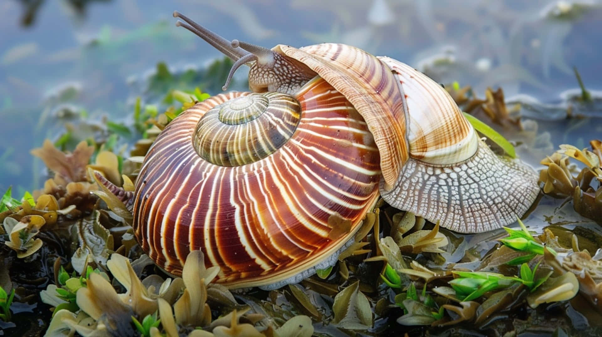 Volute Snail Seashore Scene Wallpaper