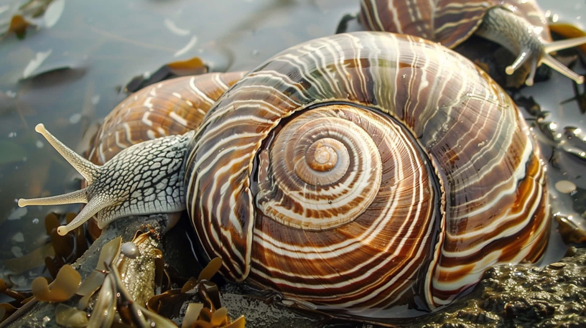 Volute Snail Seashore Scene Wallpaper