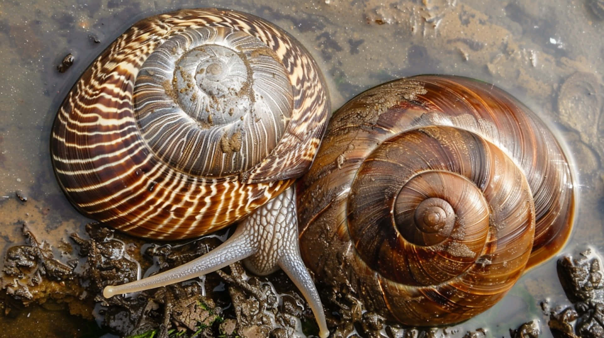 Volute Slakken In Natuurlijke Habitat Achtergrond