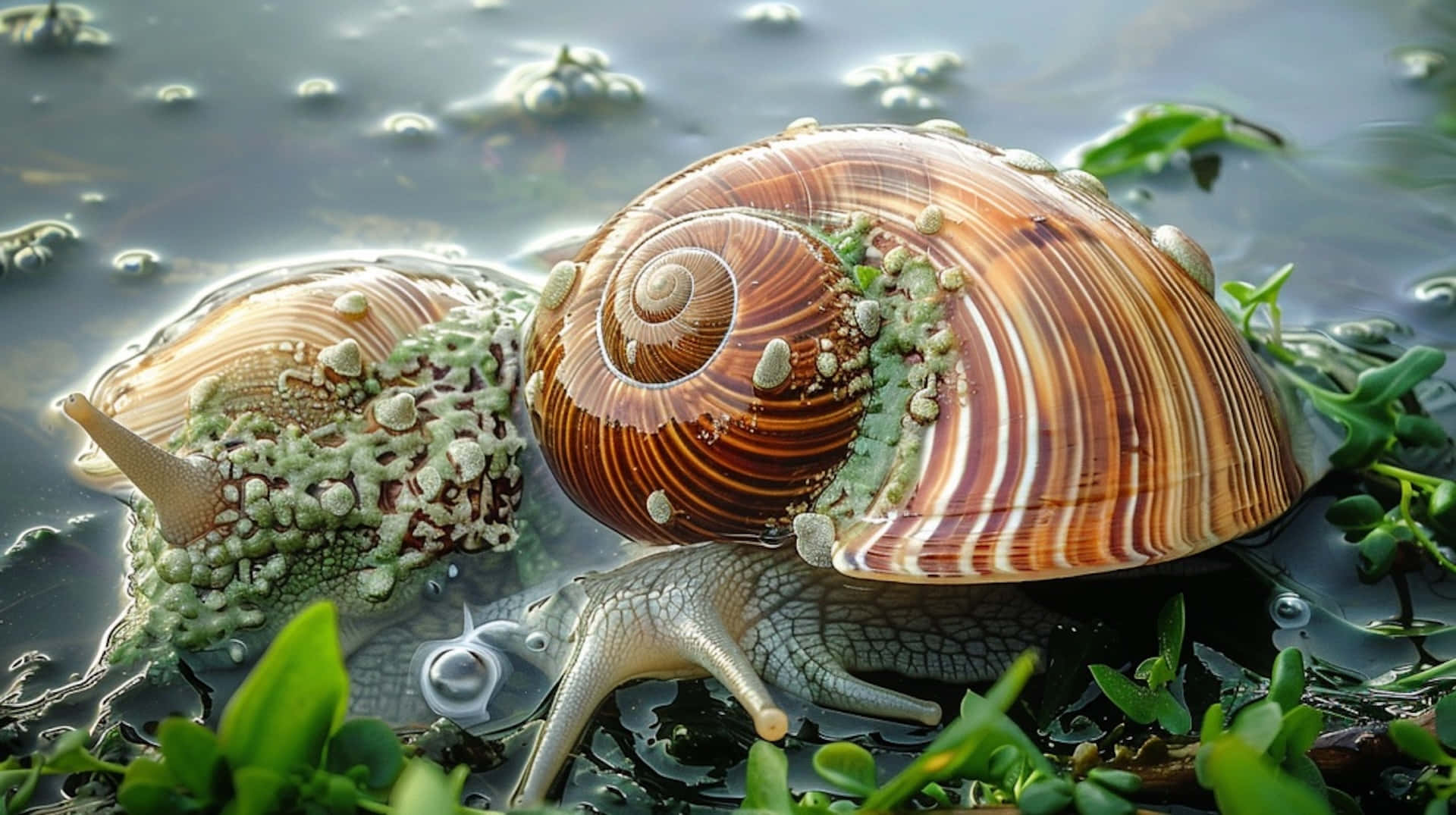 Volute Snailsin Water Wallpaper