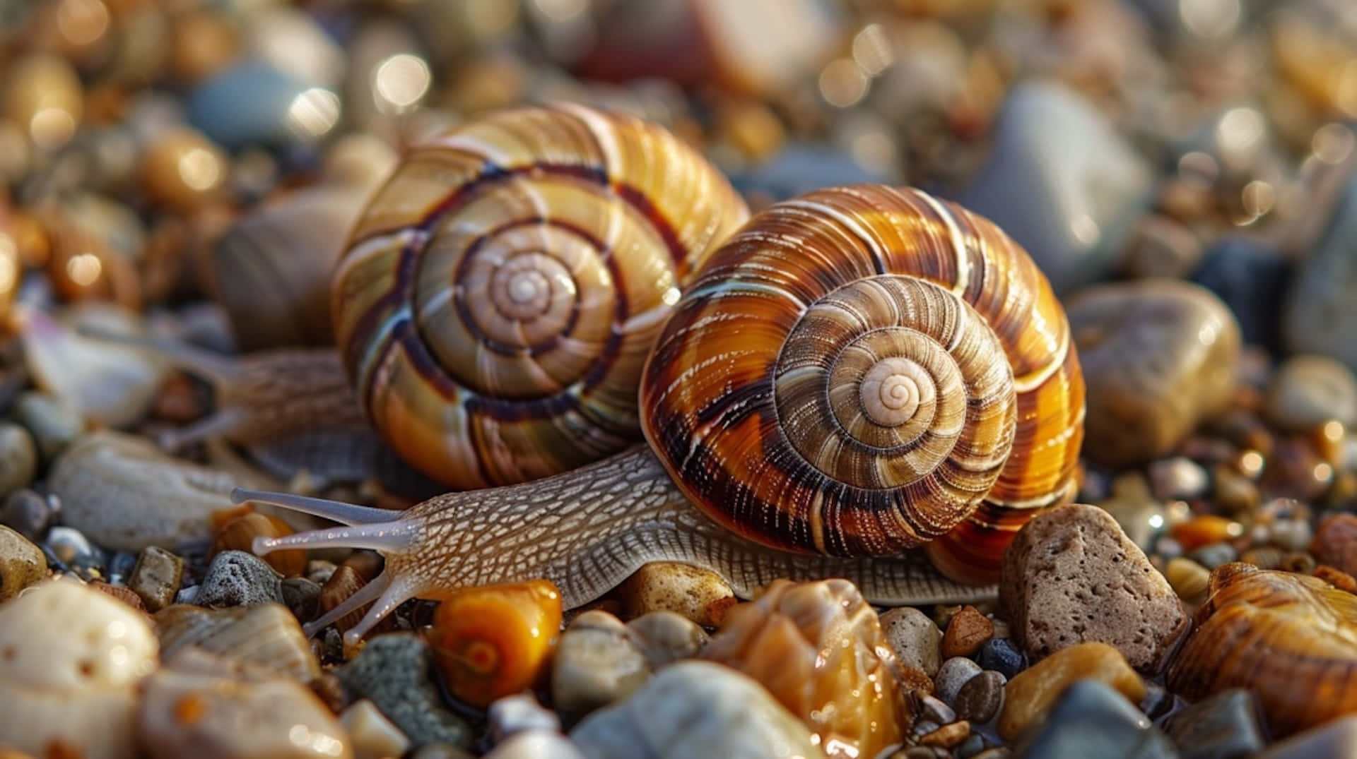 Volute Snailson Pebbled Shore Wallpaper