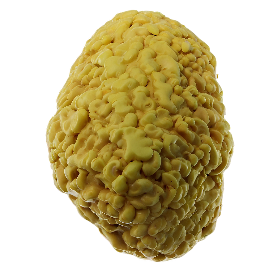 Glowing yellow brain with textured surface on golden background — Vomit PNG