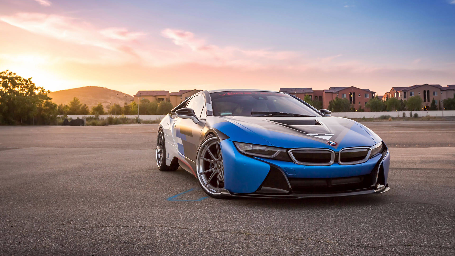 Customized Luxury with the Blue BMW i8 Wallpaper