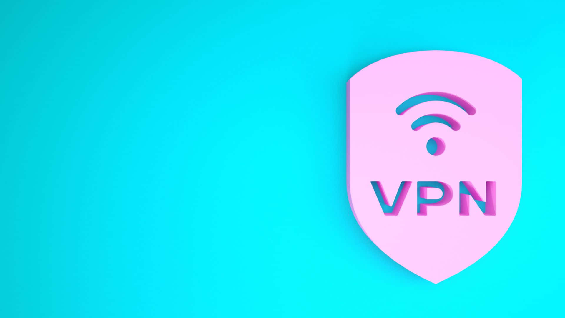 A Pink Vpn Logo On A Blue Background Wallpaper