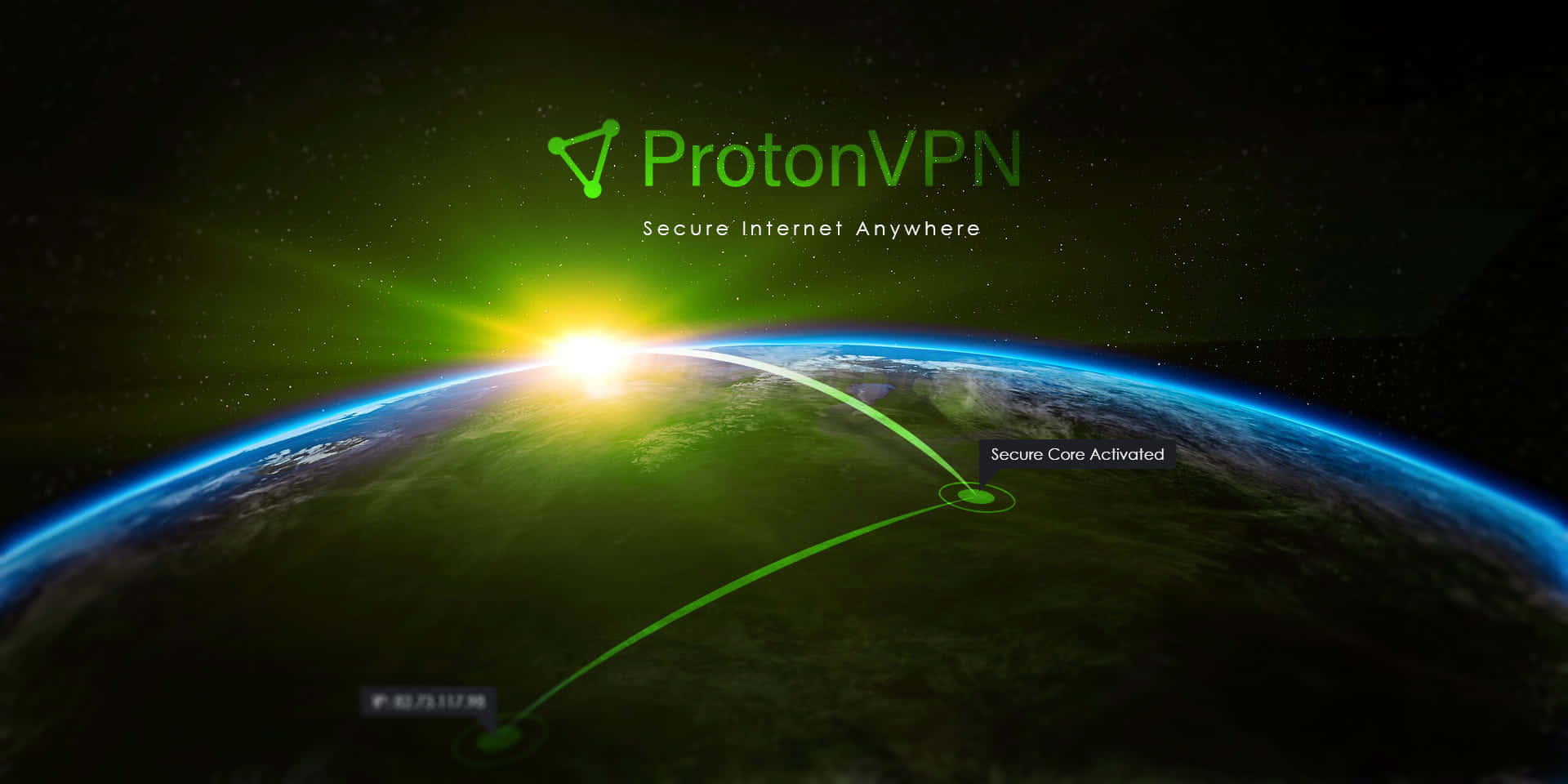Vpn Proton Green Logo And Earth Wallpaper
