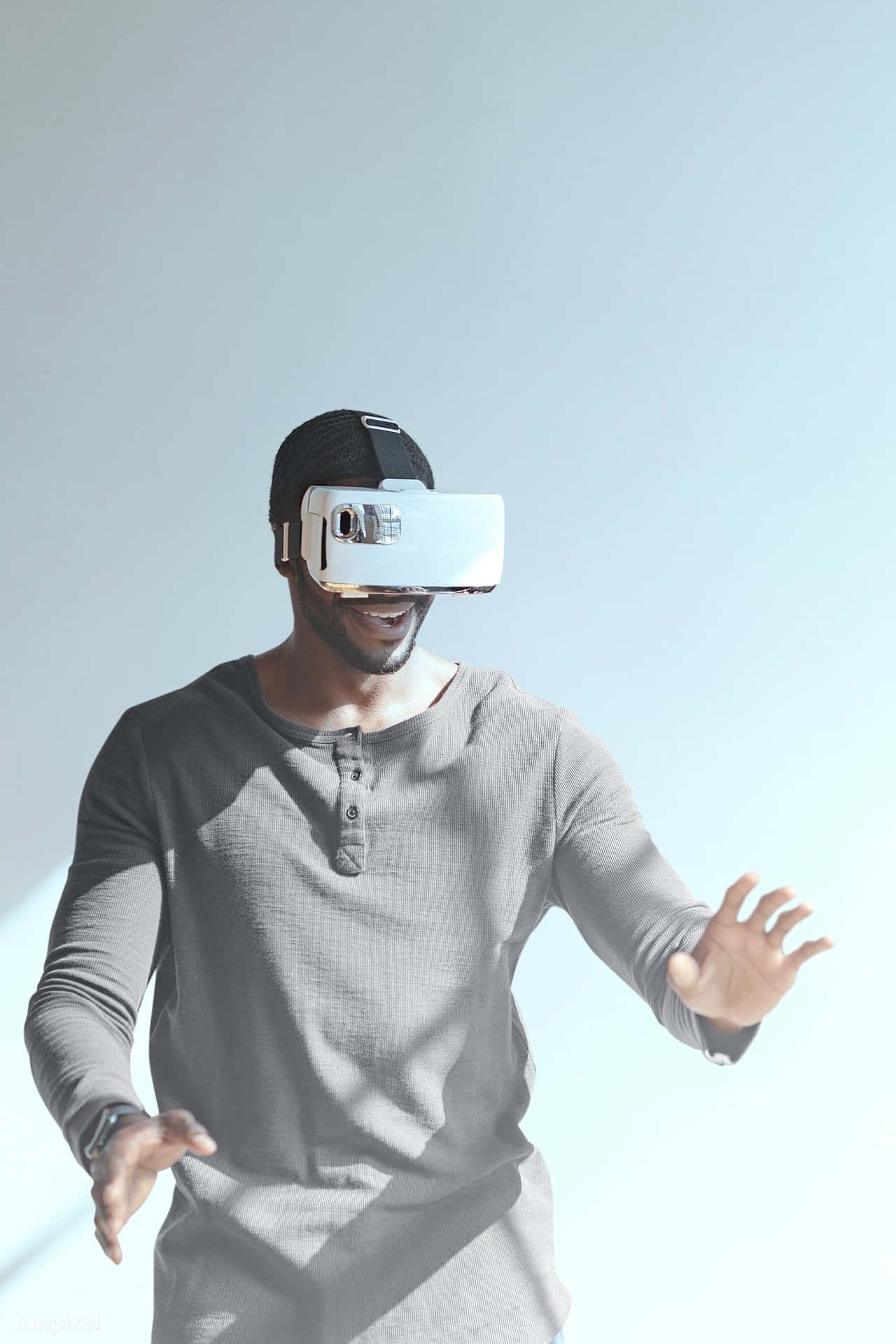 A Man Wearing A Virtual Reality Headset