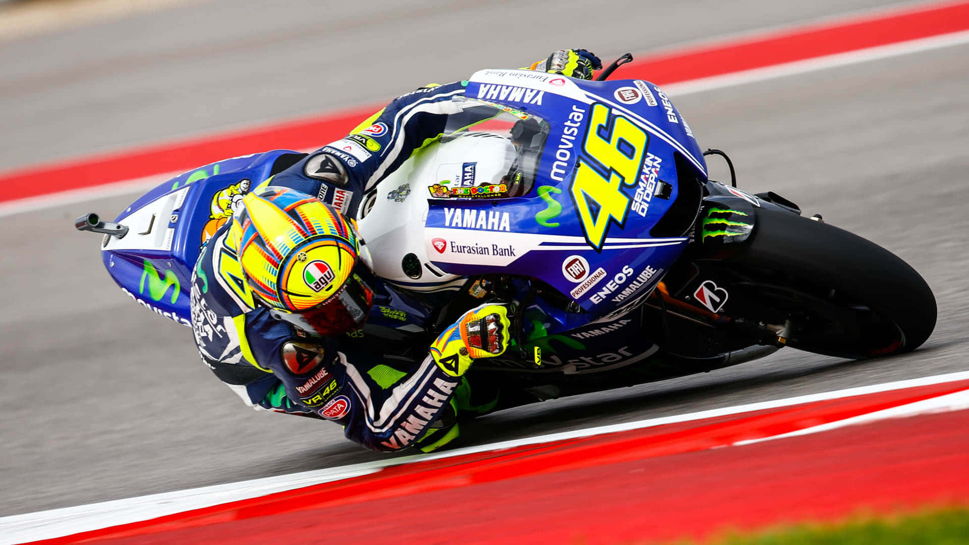 VR46 Banking His Motorcycle Low Wallpaper