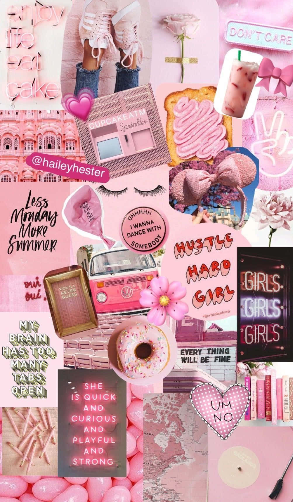 Collagede Chica Rosa - Me Encanta El Rosa Fondo de pantalla