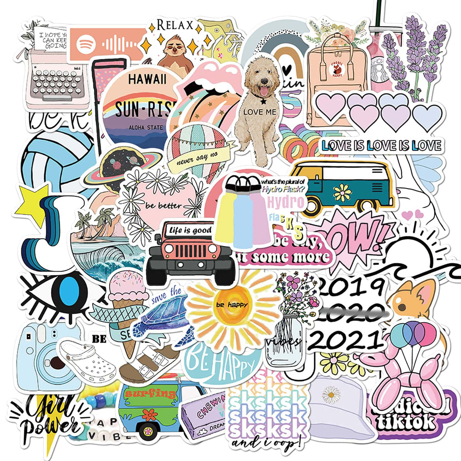 En collage af stickers med forskellige designs Wallpaper