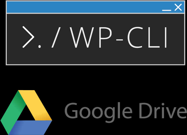 W P C L I_ Command_ Prompt_and_ Google_ Drive_ Logo PNG