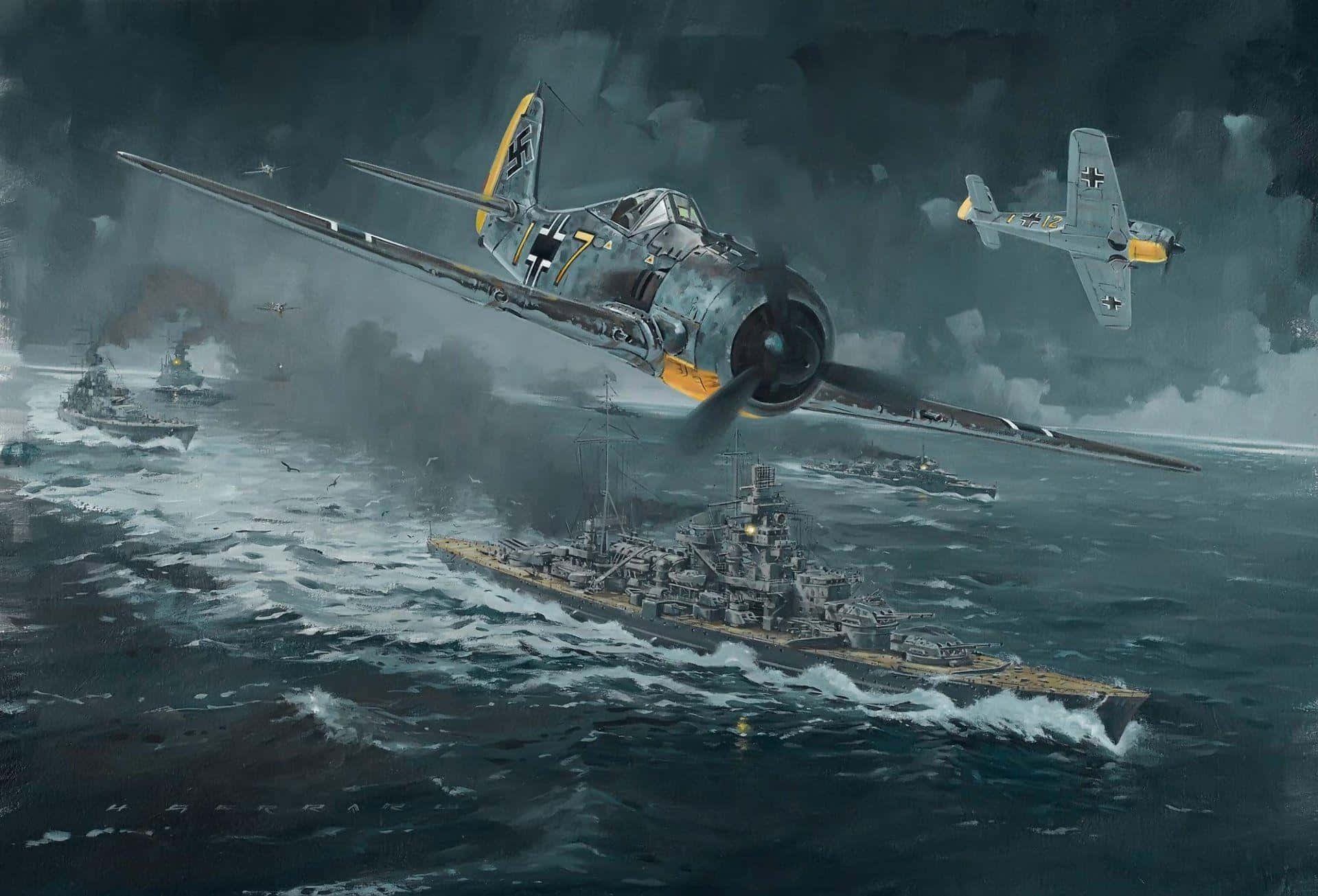 W W2 Air Sea Battle Artwork Wallpaper