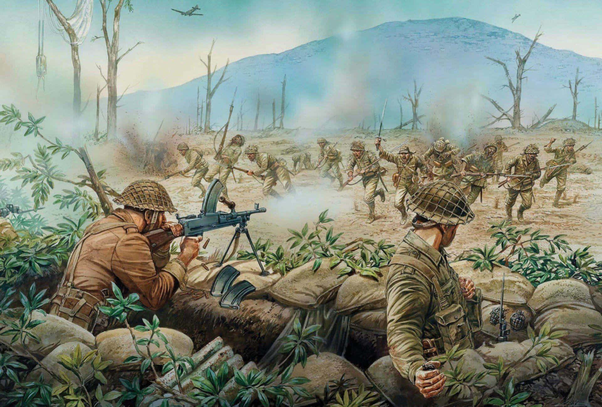 W W2 Battle Scene Artwork Wallpaper