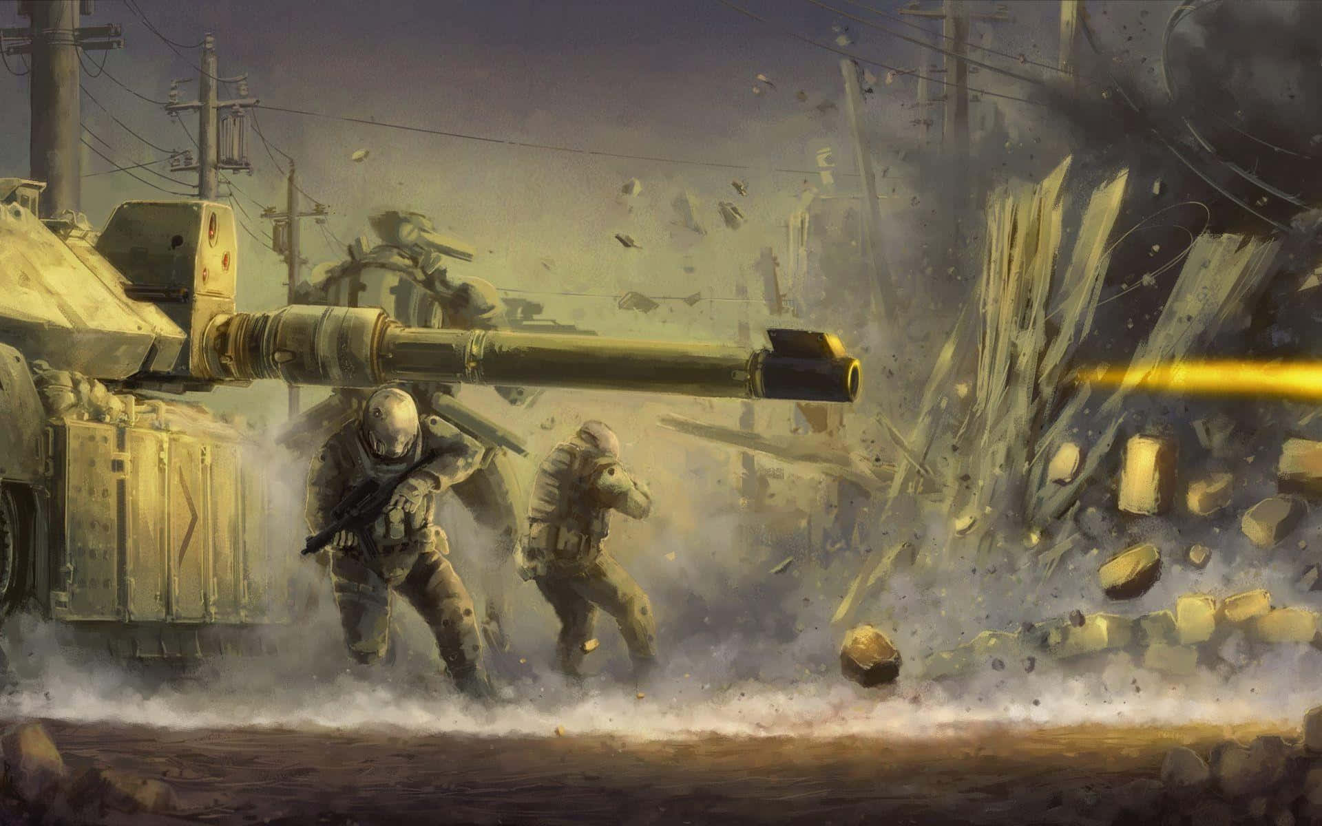 W W2_ Tank_and_ Infantry_ Advance Wallpaper