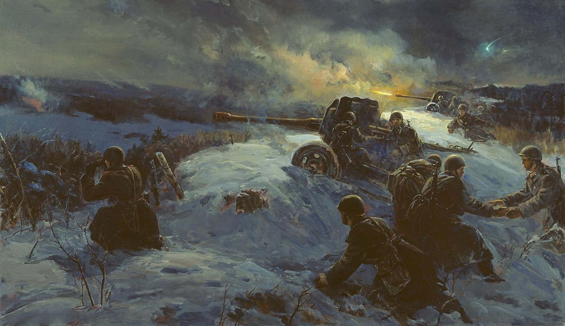 W W2 Winter Battlefield Artwork Wallpaper