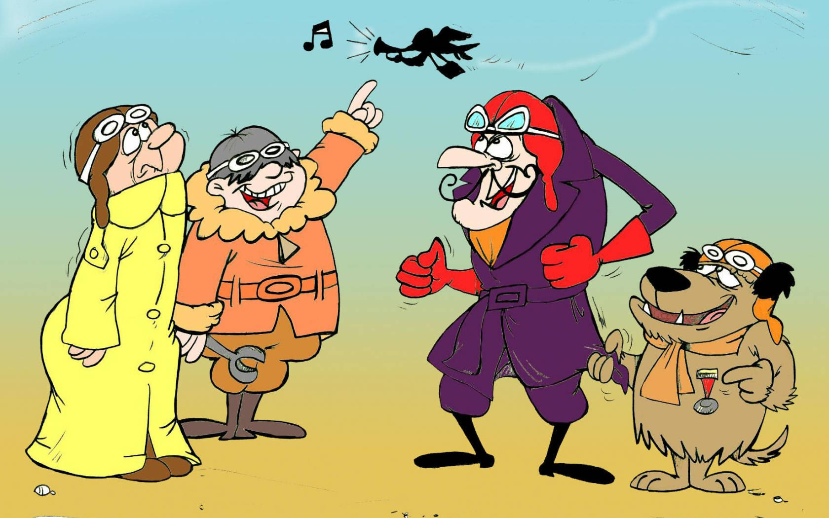 Wacky Races Klunk, Silly, Dick, And Muttley Background