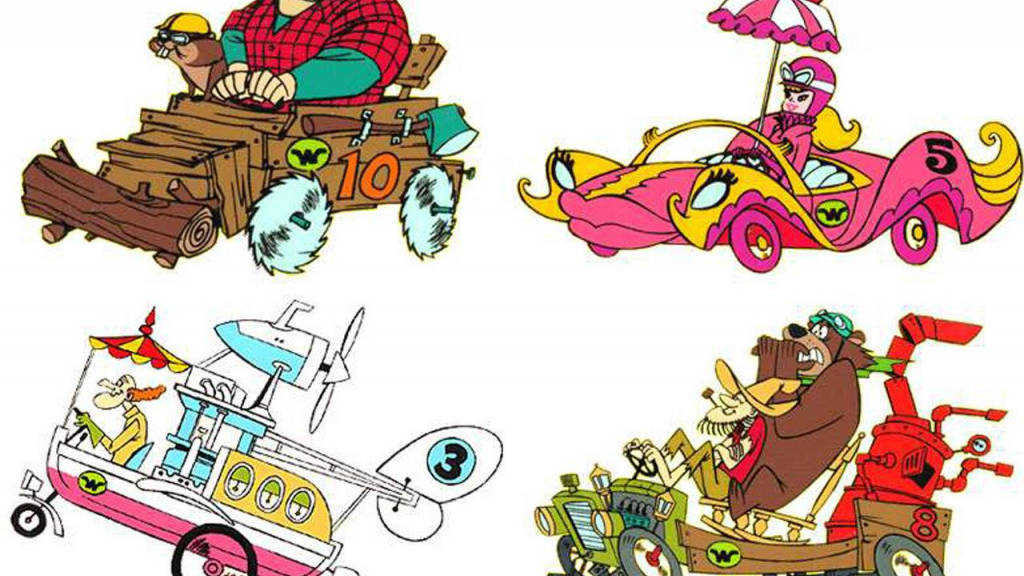 Wacky Races Riding Their Cars Wallpaper