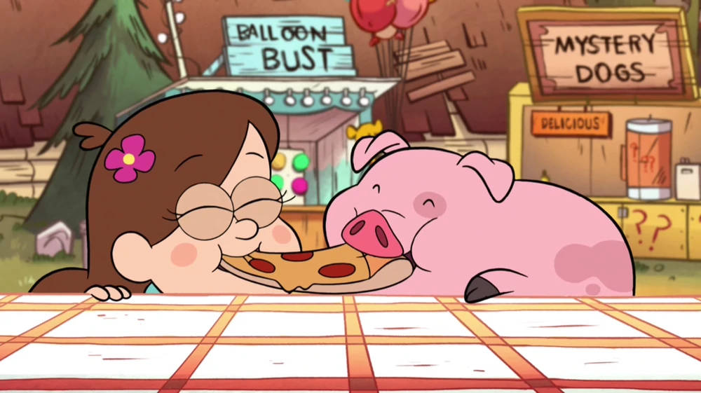 Waddles Eating Pizza Wallpaper